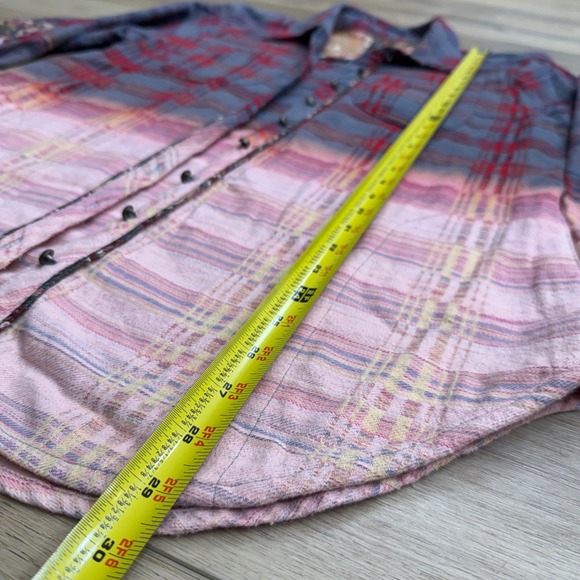 Aratta Silent Journey Flannel Shirt Jacket Patched Boho Grunge Ombre Bohemian - Picture 14 of 14